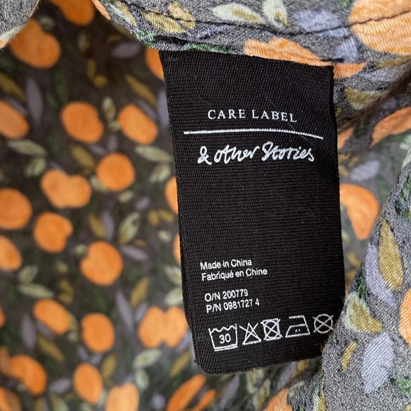 & Other Stories Tie Shoulder Mini Dress Oranges Print‎ Floral Tropical Size 6 - Picture 13 of 16